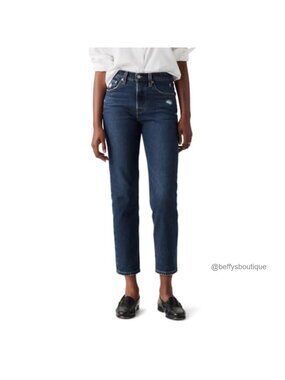 High Rise Cropped Straight Leg Stretch Denim Jeans Ankle Length